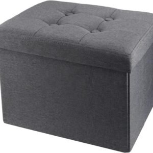 ALASDO Ottoman Storage Ottoman Footrest Stool Small Ottoman with Storage Foldable Ottoman Foot Rest Footstool Bench for Living Room 17x13x13inches Grey