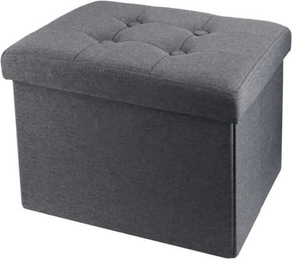 ALASDO Ottoman Storage Ottoman Footrest Stool Small Ottoman with Storage Foldable Ottoman Foot Rest Footstool Bench for Living Room 17x13x13inches Grey