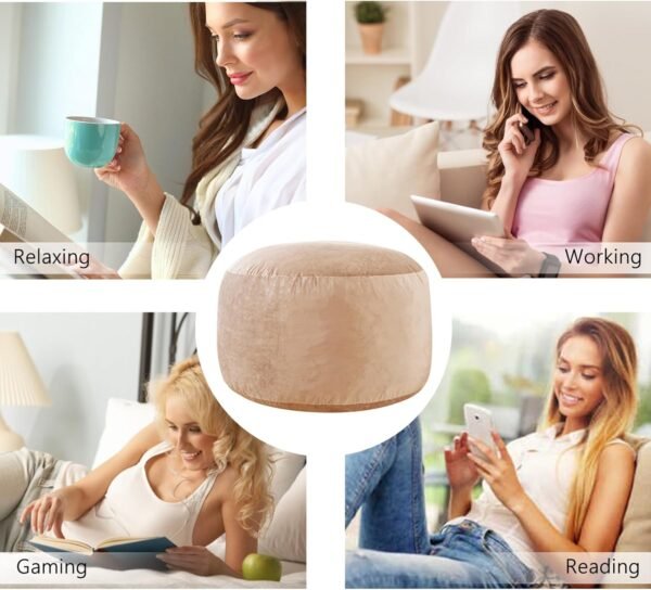 WhatsBedding 3 ft Memory Foam Bean Bag Chairs for Adults/Teens with Filling,3' Bean Bag Sofa with Ultra Soft Dutch Velvet Cover,Round Bean Bag for Living Room,3 Foot,Camel - Image 6