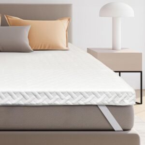 3 Inch Gel Memory Foam Mattress Topper Queen Size for Back Pain, Cooling Mattress Pad Bed Topper with Removable and Washable Bamboo Cover, CertiPUR-US & Oeko-Tex Certified – White