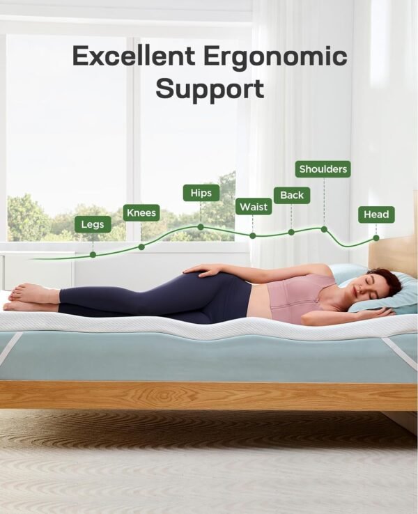 Marsail 3-Inch Twin XL Mattress Topper with Cool Cover, Breathable Gel Memory Foam Mattress Topper with Elastic Straps & Anti-Slip Bottom for Body Pain Relief, CertiPUR-US Certified, MSMT11W-TXL3 - Image 3
