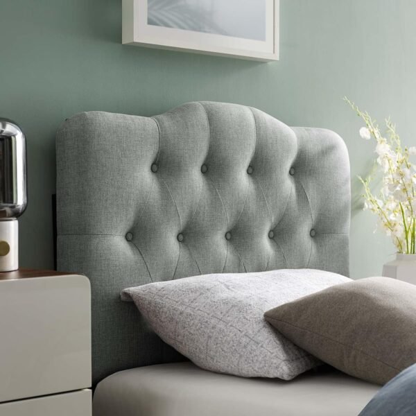 Modway MOD-5160 Annabel Tufted Button Linen Fabric Upholstered Twin Headboard in Gray - Image 8