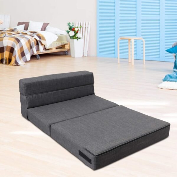 ANONER Fold Sofa Bed Couch Memory Foam with Pillow Futon Sleeper Chair Guest Bed and Fold Out Couch, Washable Cover Twin Size, Dark Gray - Image 2