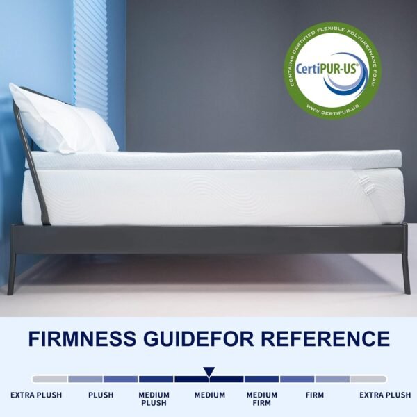 subrtex 3 Inch Gel-Infused Memory Foam Mattress Topper High Density Cooling Bed Tooper Pad Removable Fitted Cover Ventilated Design (Full) - Image 7