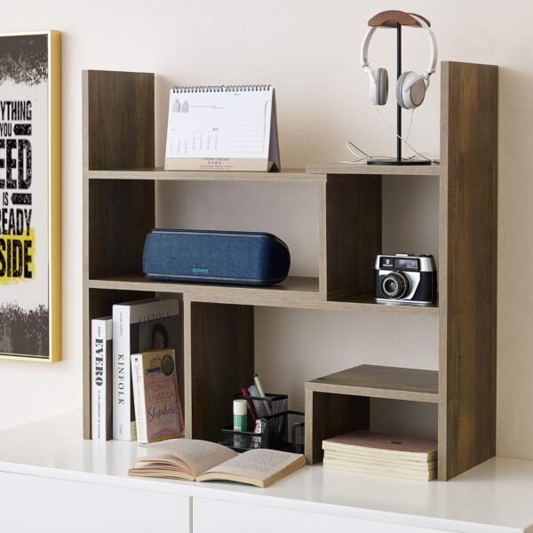 Yak About It Compact Adjustable Dorm Desk Bookshelf - Rustic - Image 5