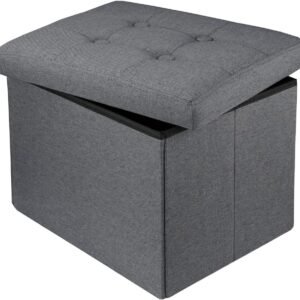 Ottoman Storage Ottoman Collapsible Ottoman with Storage Foot Rest Small Ottoman Foot Stools Grey L17W13H13inches