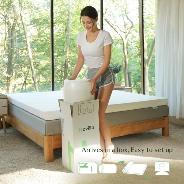 Novilla Twin XL Mattress Topper, 3" Dual Layer Memory Foam Mattress Topper Enhance Cooling, Supportive & Pressure Relieving, with Breathable Cover,Twin XL Size, Yozora, White (NV0T801-3-TXL) - Image 6