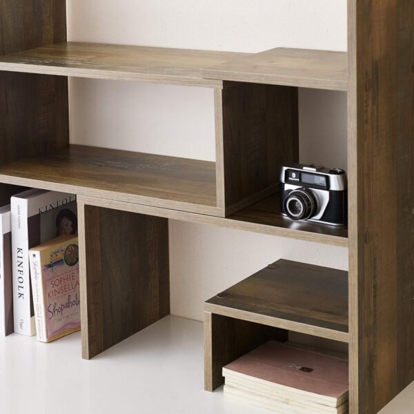 Yak About It Compact Adjustable Dorm Desk Bookshelf - Rustic - Image 6