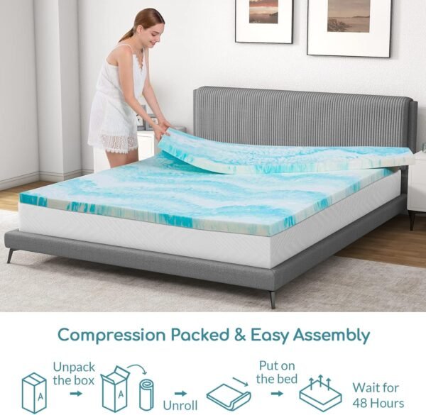 Airdown Mattress Topper, 2 Inch Gel Infused Memory Foam Mattress Topper, Twin - Image 7