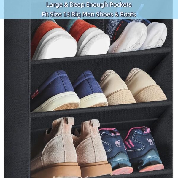 Over The Door Shoe Organizer, 2 Pack Hanging Organizer with Large Deep Pockets, Rack for Closet and Dorm Narrow Door, Holder Black - Image 4