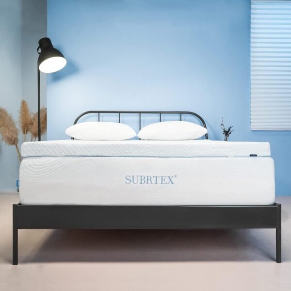 subrtex 3 Inch Gel-Infused Memory Foam Mattress Topper High Density Cooling Bed Tooper Pad Removable Fitted Cover Ventilated Design (Full) - Image 2