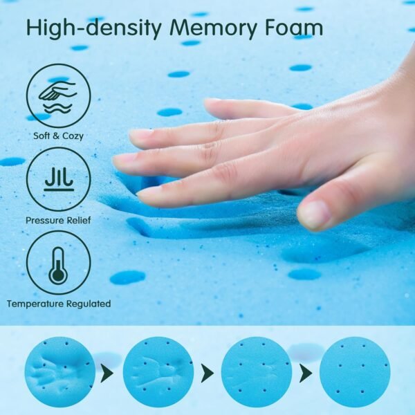 Hokway 3 Inch Twin XL Mattress Topper - Gel Memory Foam Mattress Toppers with Removable Soft Cover, Cooling Bed Topper Ventilated High Density Mattress Pad, CertiPUR-US Certified - Image 2