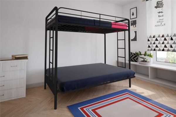 DHP Sammie Twin over Futon Metal Bunk Bed, Black - Image 6