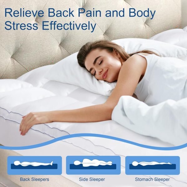 CHUN YI Twin XL Mattress Topper, Extra Thick Mattress Pad Cover for Back Pain, Plush Soft 1000 GSM Down Alternative Overfilled Pillow Top Mattress Topper with Elastic Deep Pocket - Image 5