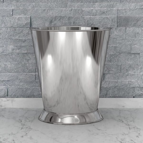 nu steel MD8H Madison Collection Wastebasket, Round Vintage Trash Can for Bathroom, Bedroom, Dorm, College, Office, 9.8" x 9.8" x 10.2", Metal with Shiny Polished Finish - Image 4