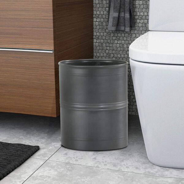 nu steel Bogart Metal Wastebasket, Round Vintage Small Trash Durable Garbage Can for Bathroom, Bedroom, Dorm, College, Office-Oil Rubbed Bronze - Image 5