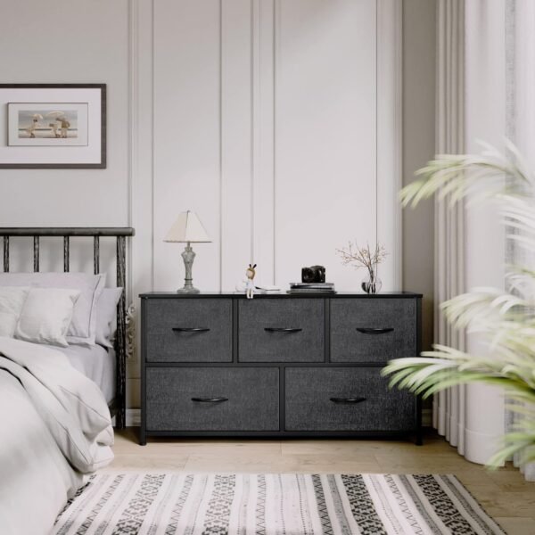 YITAHOME Dresser with 5 Drawers - Fabric Storage Tower, Black Dresser & Chest of Drawers, Organizer Unit for Bedroom - Image 4