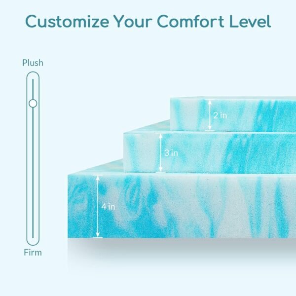 Airdown Mattress Topper, 2 Inch Gel Infused Memory Foam Mattress Topper, Twin - Image 6