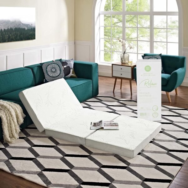 Modway 4” Relax Twin XL Tri-Fold Mattress Topper CertiPUR-US Certified w/ Removable Cover (39"x80”) - Image 9