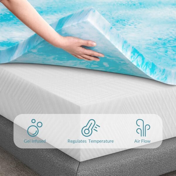 Airdown Mattress Topper, 2 Inch Gel Infused Memory Foam Mattress Topper, Twin - Image 4