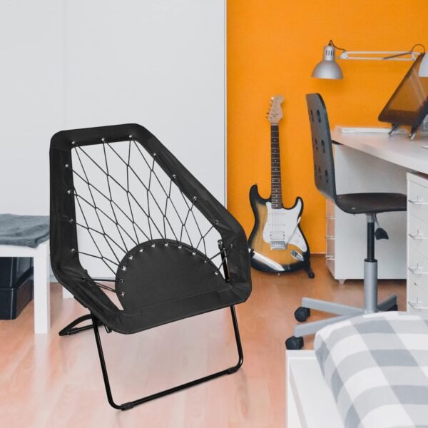 Zenithen Foldable Portable Black Hexagon Folding Bungee Chair, Perfect for Dorm Rooms, Bed Rooms, and Living Room, Use for Reading, Studying or Gaming, Black, 32" (Pack of 2) - Image 2