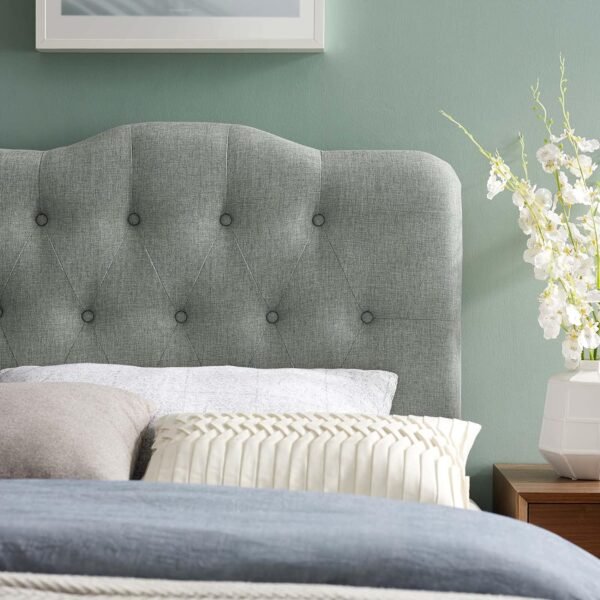 Modway MOD-5160 Annabel Tufted Button Linen Fabric Upholstered Twin Headboard in Gray - Image 7