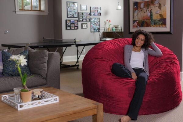 Sofa Sack - Plush Ultra Soft Bean Bags Chairs For Kids, Teens, Adults - Memory Foam Beanless Bag Chair with Microsuede Cover - Foam Filled Furniture For Dorm Room - Cinnabar 6' - Image 3