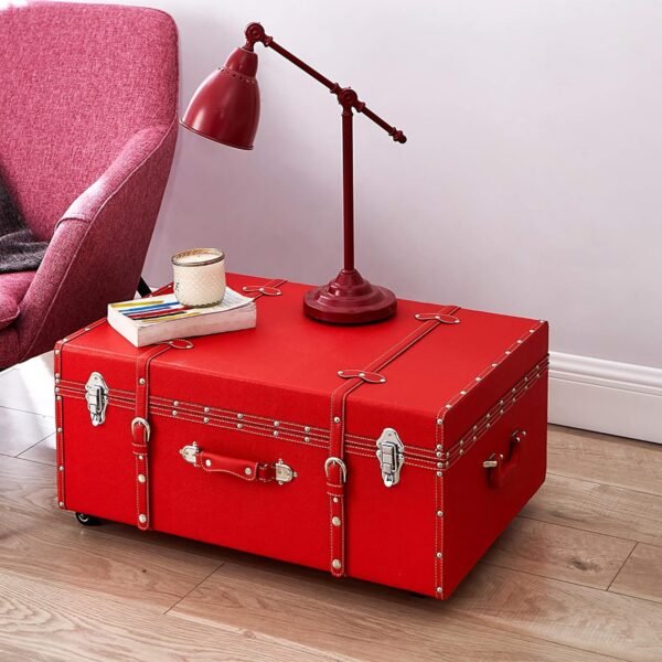 DormCo Texture® Brand Wheeled Storage Trunk - Red - Image 4