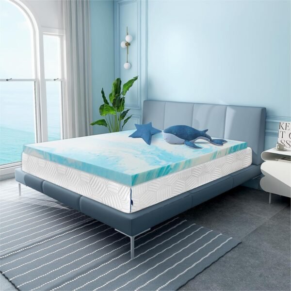 MUUEGM 2 Inch Memory Foam Mattress Topper Twin Size,Cooling Gel Infused Twin Mattress Pad for Pressure Back Pain Relief,Ventilated Soft Bed Topper for College Dorm Single Bed,CertiPUR-US Certified - Image 7