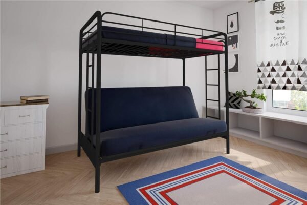 DHP Sammie Twin over Futon Metal Bunk Bed, Black - Image 2