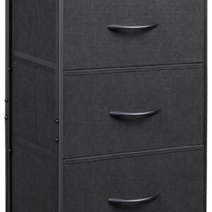 WLIVE Dresser with 3 Drawers, Fabric Nightstand, Organizer Unit, Storage Dresser for Bedroom, Hallway, Entryway, Closets, Sturdy Steel Frame, Wood Top, Easy Pull Handle, Charcoal Black