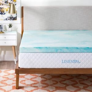 LINENSPA 3 Inch Gel Swirl Memory Foam Mattress Topper – Cooling Gel Infused – Pressure Relieving – CertiPUR Certified – Twin XL