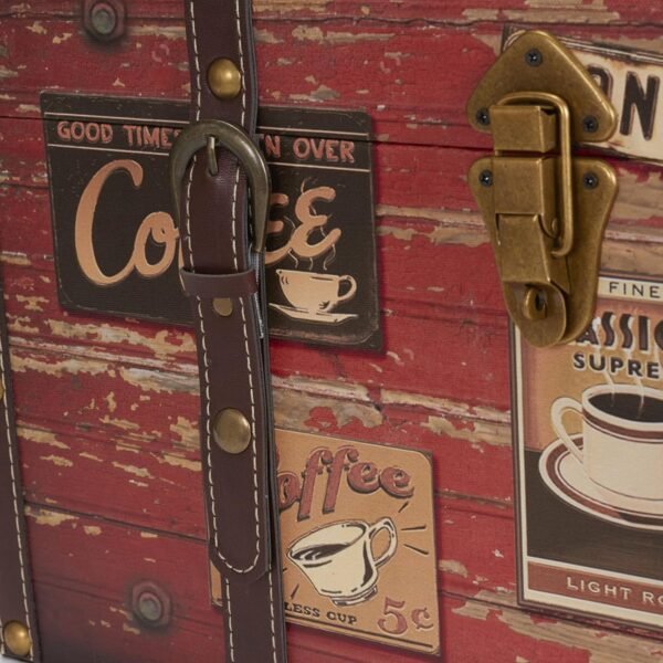 Household Essentials 9245-1 Medium Decorative Home Storage Trunk - Luggage Style - Coffee Shop Design , Orange - Image 4