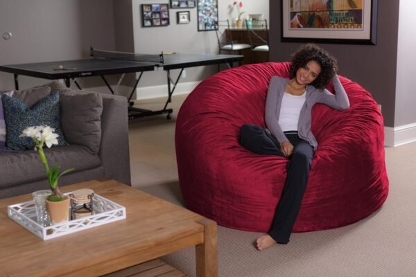 Sofa Sack - Plush Ultra Soft Bean Bags Chairs For Kids, Teens, Adults - Memory Foam Beanless Bag Chair with Microsuede Cover - Foam Filled Furniture For Dorm Room - Cinnabar 6' - Image 2