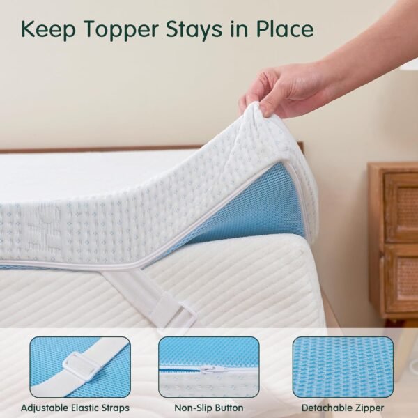 Hokway 3 Inch Twin XL Mattress Topper - Gel Memory Foam Mattress Toppers with Removable Soft Cover, Cooling Bed Topper Ventilated High Density Mattress Pad, CertiPUR-US Certified - Image 9