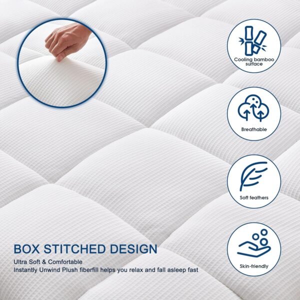Bedluxury Dual Layer 3 Inch Memory Foam Mattress Topper Full Size，2 Inch Gel Memory Foam and 1 Inch Cooling Pillow Top Mattress Pad Cover for Back Pain，Comfort Support & Pressure Relief - Image 6