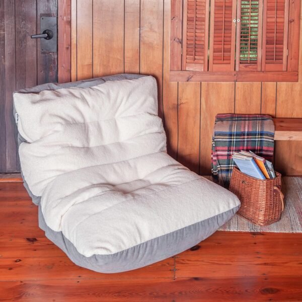 Big Joe Roma Bean Bag Chair, Oat Sherpa and Graphite, Vegan Suede, 3 feet - Image 4