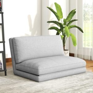 LIFERECORD Convertible Futon Sofa Bed 4 in 1 Multi-Function Modern Mini Single Floor Sleeper Chair with Adjustable Backrest for Living, Small Room Apartment, Dorm, Grey