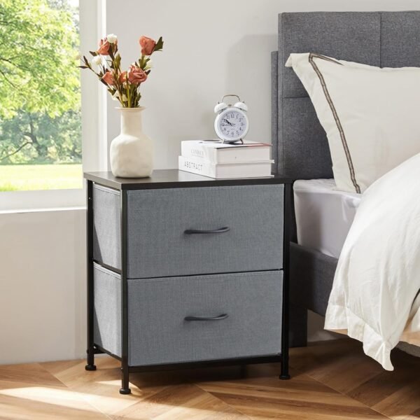 Sweetcrispy Nightstand with 2 Storage Drawers, 20" Height End Tabl Small e Bed Side Furniture, Wooden Top Fabric Cabinet Kids Night Stand Mini Dresser for Bedroom, Closet, Entryway, College Dorm - Image 7