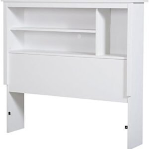 Pemberly Row Modern Wood Storage Headboard/Wide Open Shelves/Twin Size/White