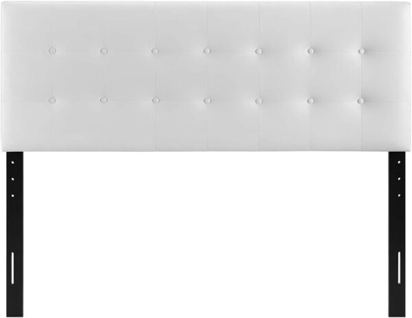 Modway MOD-5173 Emily Tufted Button Faux Leather Upholstered Full Headboard in White - Image 6