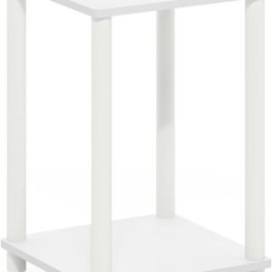 Furinno Turn-N-Tube Haydn End Side Night Stand/Bedside Table, 1-Pack, 2-Tiers, White/White