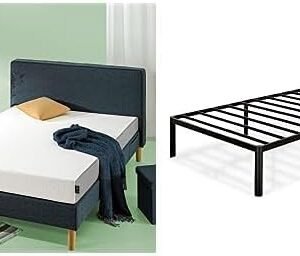 Zinus 6 Inch Cooling Essential Foam Mattress and Van 16 Inch Metal Platform Bed Frame/Steel Slat Support/No Box Spring Needed/Easy Assembly, Twin