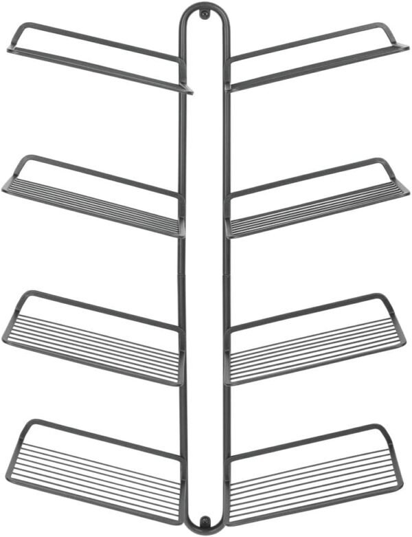 mDesign Modern Metal Shoe Organizer Display & Storage Shelf Rack - Hang & Store Your Collection of Kicks, Running, Basketball, Trainers, Tennis Shoes, 4 Tier, Holds 8 Shoes, Wall Mount - Graphite Gray - Image 7