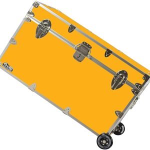 C&N Footlockers – XL Graduate Storage Trunk w/Wheels – Made in the USA – STEEL Footlocker for College Dorm Room & Summer Camp – 32 x 18 x 18.5 Inches (Gold)