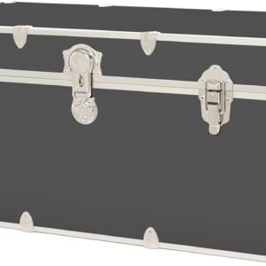 Rhino Trunk & Case XXL Leather Embossed Vinyl Trunk with Removable Wheels, College, Home & Office Storage 36″x18″x18″ (Slate)