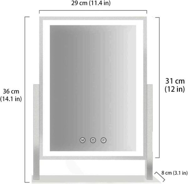 HIEEY Lighted Makeup Mirror, Hollywood Vanity Mirror with Lights, Three Color Lighting Modes, and 5X Magnification Mirror, Smart Touch Control, 360°Rotation (12in. White) - Image 5