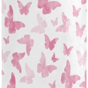 Pink Butterfly Laundry Basket Collapsible Large Clothes Hamper Nursery Storage Bin with Handle for Bedroom, Bathroom, Dorm, Kids Room