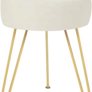 GERANT Multifunctional Vanity Stools – Velvet Round Ottoman Modern Dressing Stool -Upholstered Footrest Stool – Side Table Footstool with Golden Metal Leg for Living Room, Bedroom(Beige)