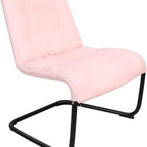Upholstered Durable Metal Modern Chair with Soft Cushion, Pink – Ideal for Teens, Reading, Home, Living Room, Apartment, College, Dorms, or Accent Chair
